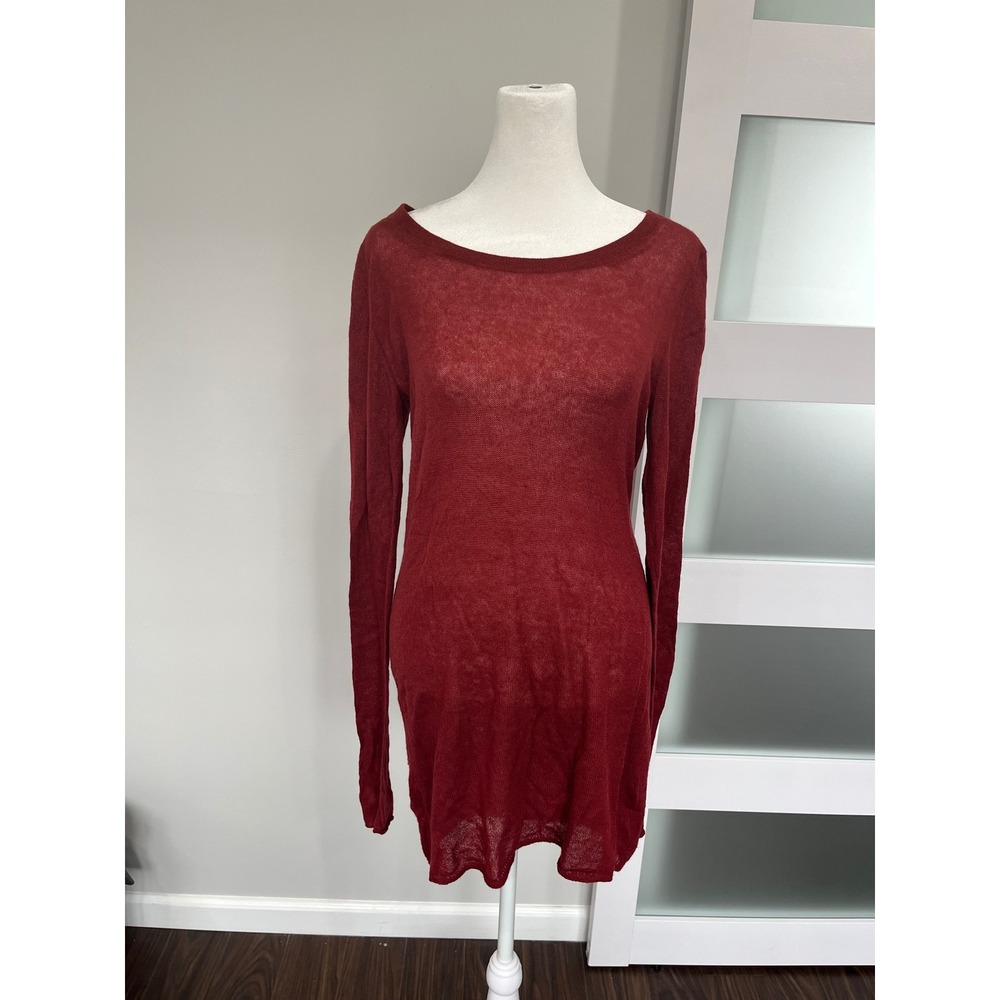 Club‎ Monaco Burgundy Wine Boat Neck Long Sleeve Knit Sweater Top L